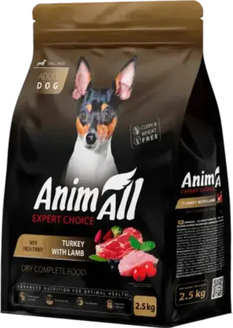 Корм для собак AnimAll для малих порід з індичкою та ягням 2.5 кг