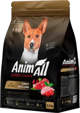 Корм для собак AnimAll для середніх порід з індичкою та ягням 2.5 кг