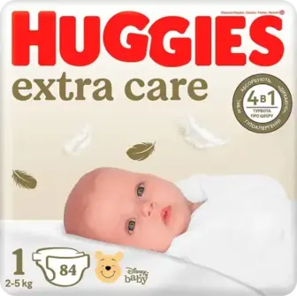 Підгузники Huggies Extra Care  Mega 1 2-5 кг 84 шт