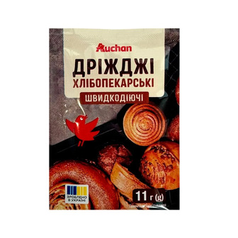 Дріжджі Auchan хлібопекарські сухі 11 г (4823090141356)