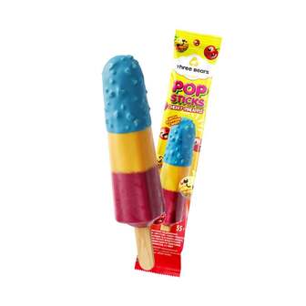 Морозиво 55 г Три Ведмеді "Pop sticks" зам. лід зі см. вишні і ананаса з вибух.карамеллю ескімо п/ет 
