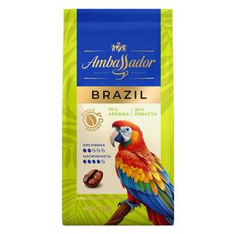 Кава 400 г Ambassador Brazil натуральна смажена в зернах м/уп 
