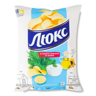 Чипси Люкс картопляні зі смаком сметани та зелені (105г)