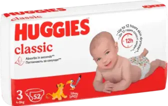Підгузки Huggies Classic 3 4-9 кг 52 шт