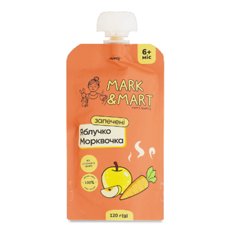Пюре Mark&Mart запечене яблучко-морквочка без цукру 120г (120г)