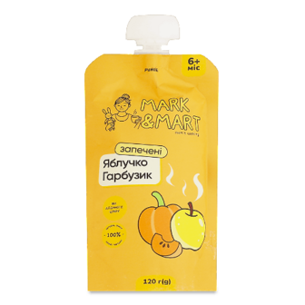 Пюре Mark&Mart запечене яблучко-гарбузик без цукру 120г (120г)