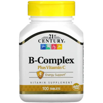 B-Комплекс та Вітамін С, B-Complex Plus Vitamin C, 21st Century, 100 таблеток