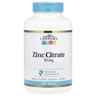 Цитрат Цинку, 50 мг, Zinc Citrate, 21st Century, 360 таблеток
