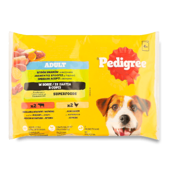 Корм для собак Pedigree яловичина-печінка-овочі/курка-овочі в соусі 4*100г