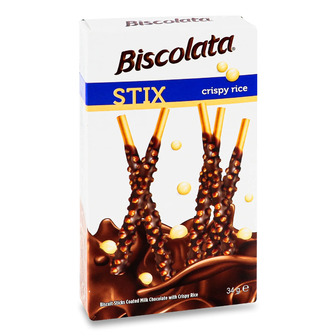 Соломка Biscolata Stix Milky в молочному шоколаді з рисовими кульками 34 г (8691707140414)