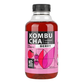 Напій бродіння Vit-Fit Kombucha Berry фільтрований непастеризований 0.5 л (4820129190415)
