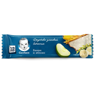 Батончик Gerber фруктово-злаковий Банан і яблуко 25 г (7613287127808)