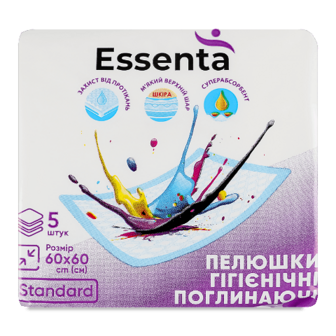 Пелюшки гігієнічні Essenta Standard поглинаючі 60x60 см 5шт