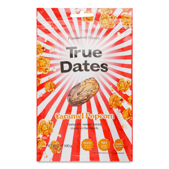 Фініки True Dates зі шматочками попкорну зі смаком карамелі 100г (100г)