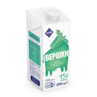 Вершки «Премія»® ультрапастеризовані 15% (0,2кг)