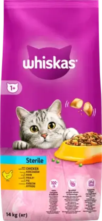 Корм сухий Whiskas з куркою для стерелізованих котів 14 кг