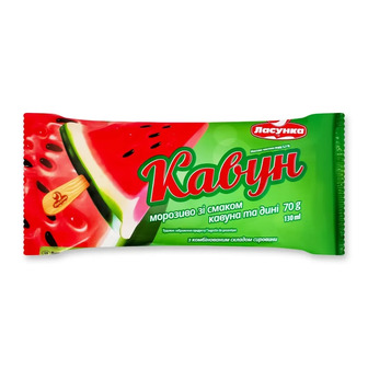 Морозиво Ласунка зі смаком кавуна та дині 5.5% 70 г (4820012594467)
