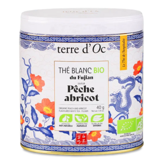 Чай білий Terre d'Oc зі смаком персика та абрикоса органічний (40г)