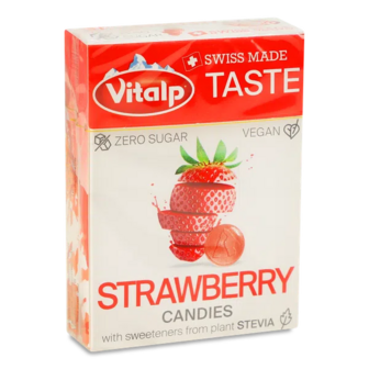 Льодяники Vitalp зі смаком полуниці без цукру (25г)