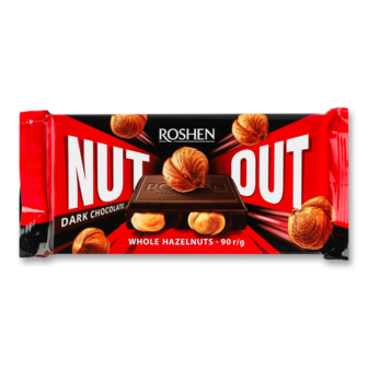 Шоколад чорний "Nut Out" з цілим фундуком ТМ Рошен, 90г