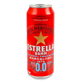 Пиво Estrella Damm Alcohol Free світле безалкогольне з/б 0,5л (0,5л)