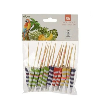 Парасолька для коктейля Excellent Houseware смугастий 18 шт (8720573196406)
