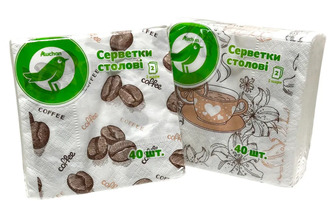 Серветки Auchan Кава 24х24 см 40 шт в асортименті (4823090139728)