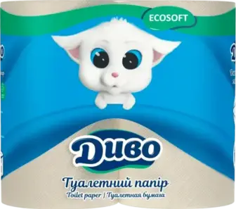 Папір туалетний Диво Ecosoft 2-х шаровий сірий 4 шт