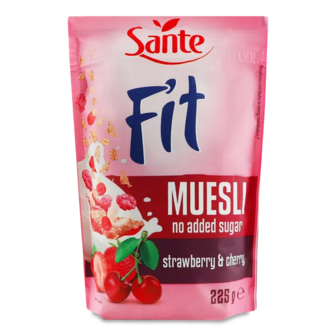 Мюслі Sante Fit з полуницею і вишнею (225г)