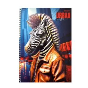 Блокнот на пружині А4 Офіс Центр Zebra in leather: Wild urban style 96 аркушів клітинка офсет ОС-96009