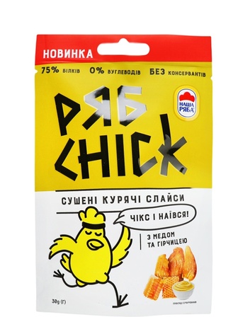 Слайси курячі сушені з гірчицею та медом, РябChick, 30г