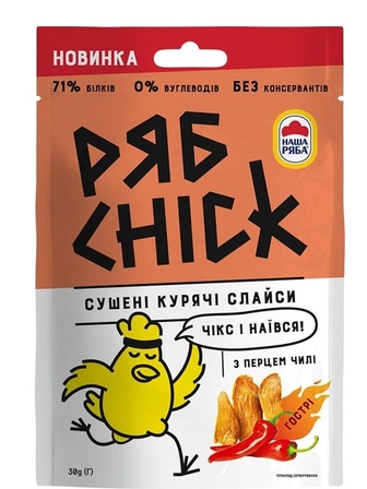 Слайси курячі сушені з перцем чилі, РябChick, 30г