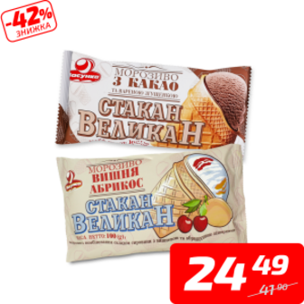 Морозиво «Стакан Великан» в асортименті, ТМ «Ласунка», 90-100 г