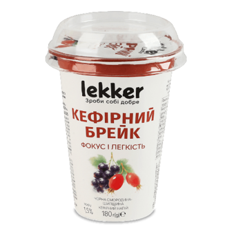 Напій кефірний Lekker Чорна смородина шипшина 1,5% 180г (180г)