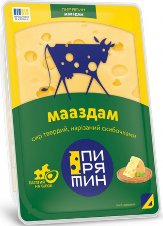 Сир Пирятин Мааздам 45% нарізаний 130г