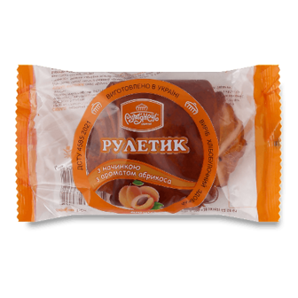 Рулетик «Рум'янець» з повидлом та ароматом абрикоса 100г