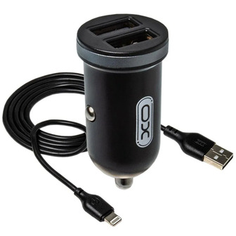 Автомобільний зарядний пристрій XO TZ08 2.1A/2 USB + Lightning в асортименті (9869207471737)