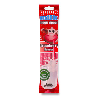 Соломинка для молока Quick milk Magic sipper цукрова зі смаком полуниці 30 г (5996071650655)