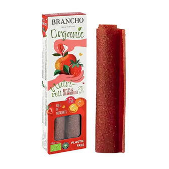 Солодощі Brancho Organic Яблуко-полуниця роли плодово-ягідні 20 г (4820251110213)