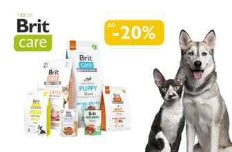 Знижка до 20% на корм та ласощі для чотирилапих ТМ Brit Care!