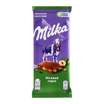 Шоколад MILKA молочний подріблений лісовий горіх 90г