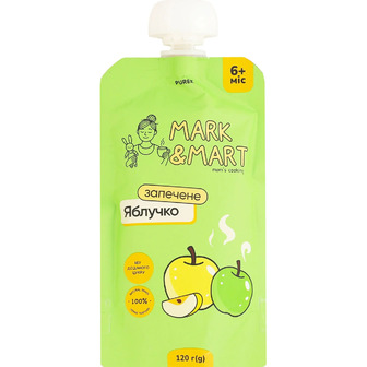 Пюре фруктове Mark&Mart Запечене яблучко без цукру для дітей гомогенізоване стерилізоване 120 г
