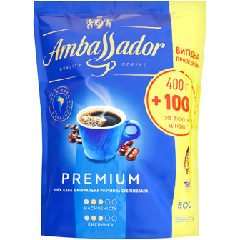 Кава розчинна Ambassador Premium натуральна сублімована 500 г