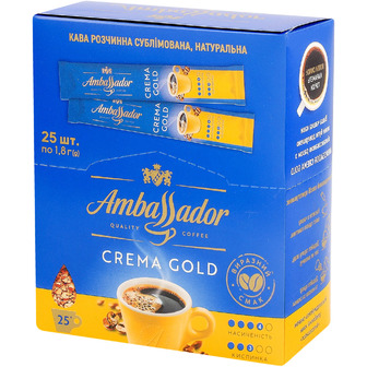 Кава розчинна Ambassador Crema Gold натуральна сублімована стік 1.8 г х 25 шт.