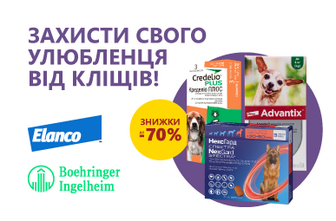 Знижка до 70%! Захисти свого улюбленця від кліщів!