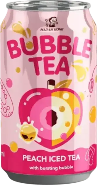 Напій соковмісний Madam Hong Bubble Tea Peach Iced Tea Персиковий чай з кульками 320 мл