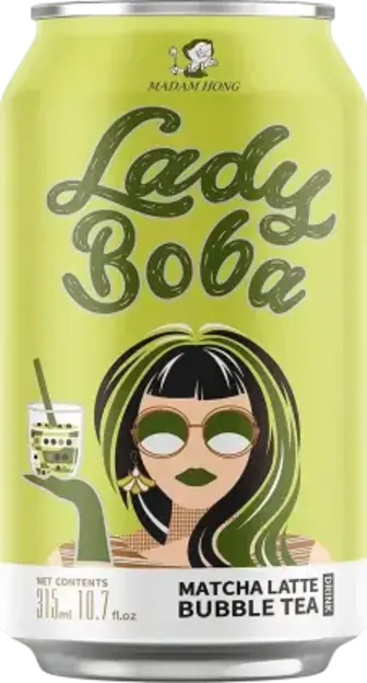 Напій молочний Madam Hong Lady Boba Matcha Latte Bubble Tea з кульками тапіоки 315 мл