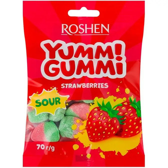 Цукерки желейні Roshen Yummi Gummi Sour Strawberries 70 г