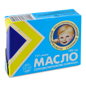 Масло солодковершове Первомайський МКК Селянське 73% (180г)