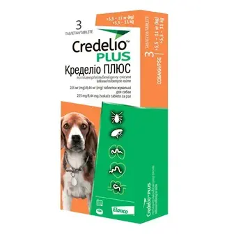 Таблетки для собак Elanco Credelio Plus від 5,5 до 11 кг, 3 шт